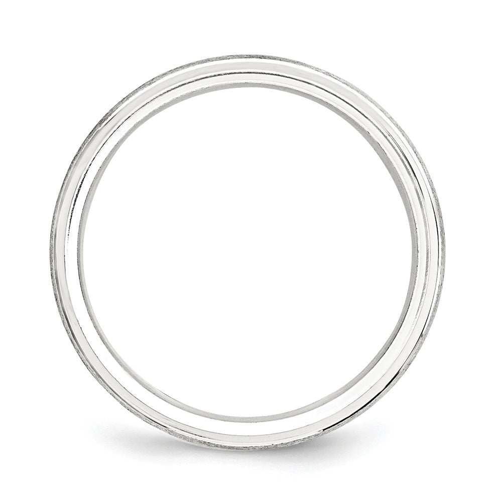 Sterling Silver 6mm Brushed Domed with Grooved Beveled Edge Fancy Band Size 13.5