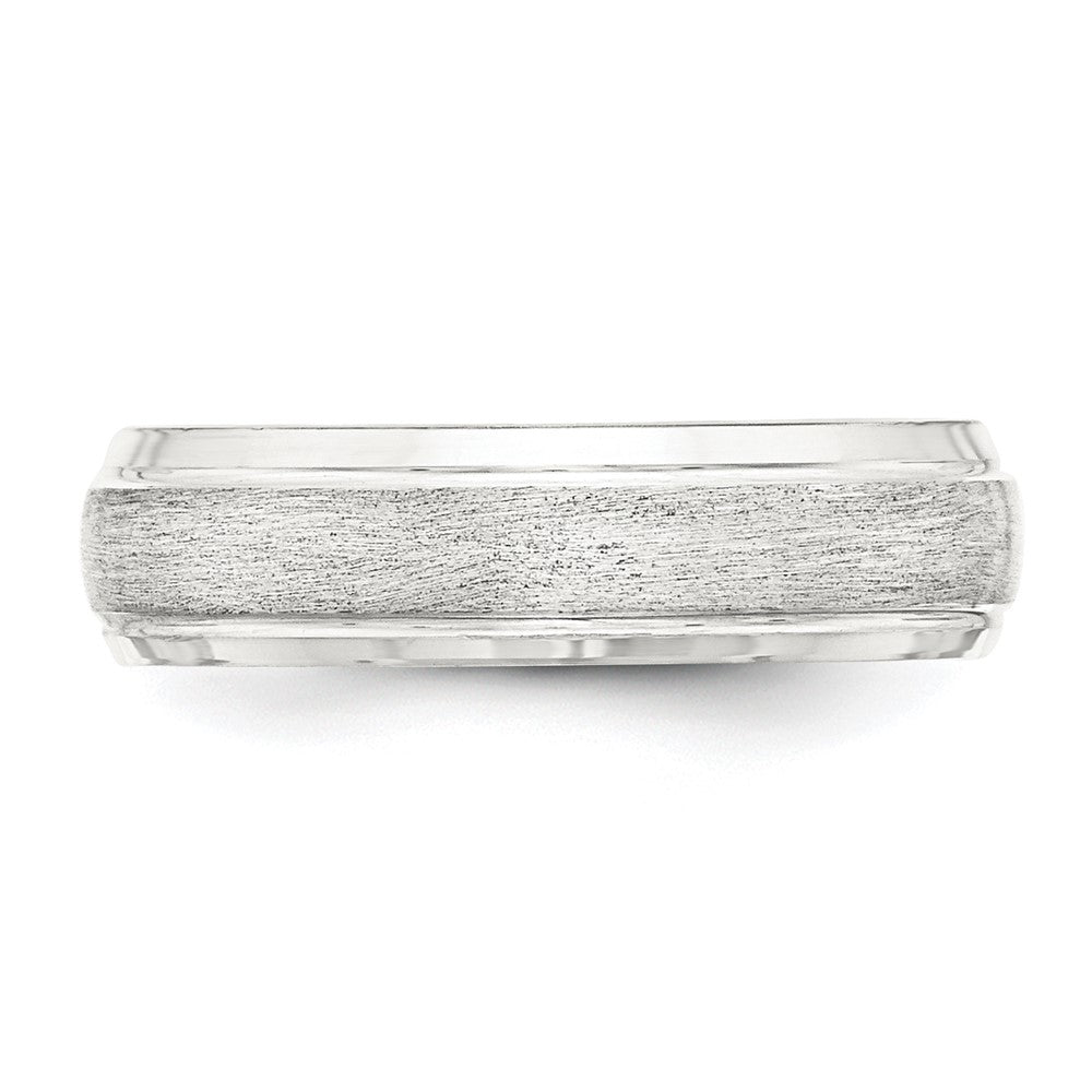 Sterling Silver 6mm Brushed Domed with Grooved Beveled Edge Fancy Band Size 13.5
