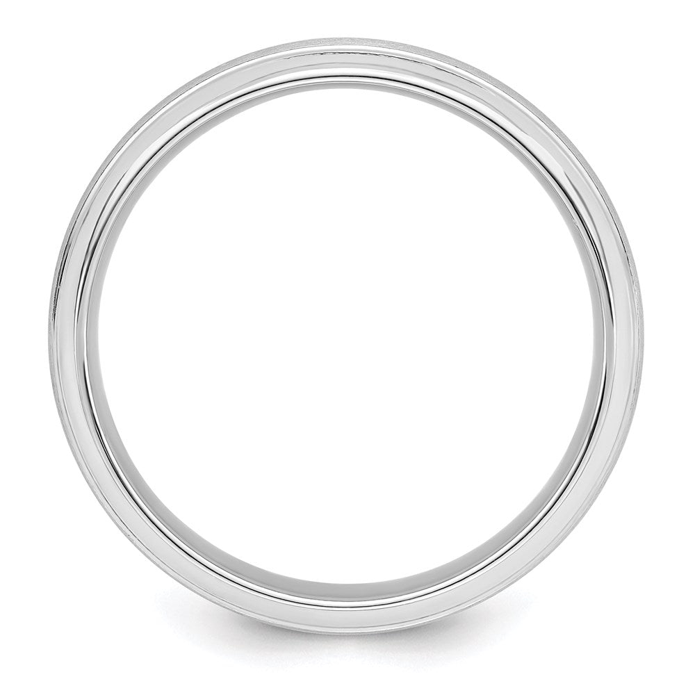 Sterling Silver Rhodium-plated 6mm Brushed Fancy Band Size 7.5