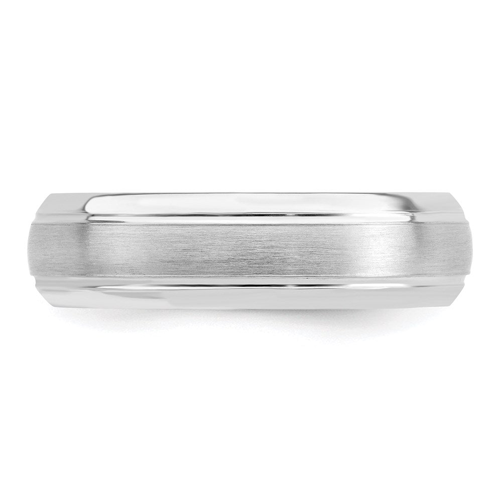 Sterling Silver Rhodium-plated 6mm Brushed Fancy Band Size 7