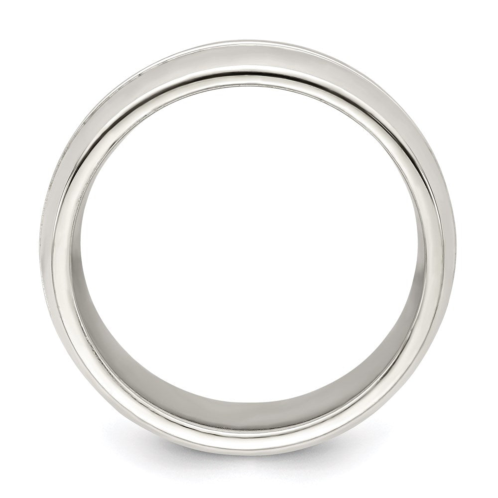 Sterling Silver 7mm Polished Domed Grooved Fancy Band Size 7.5