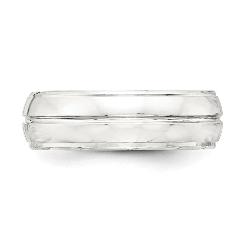 Sterling Silver 7mm Polished Domed Grooved Fancy Band Size 7