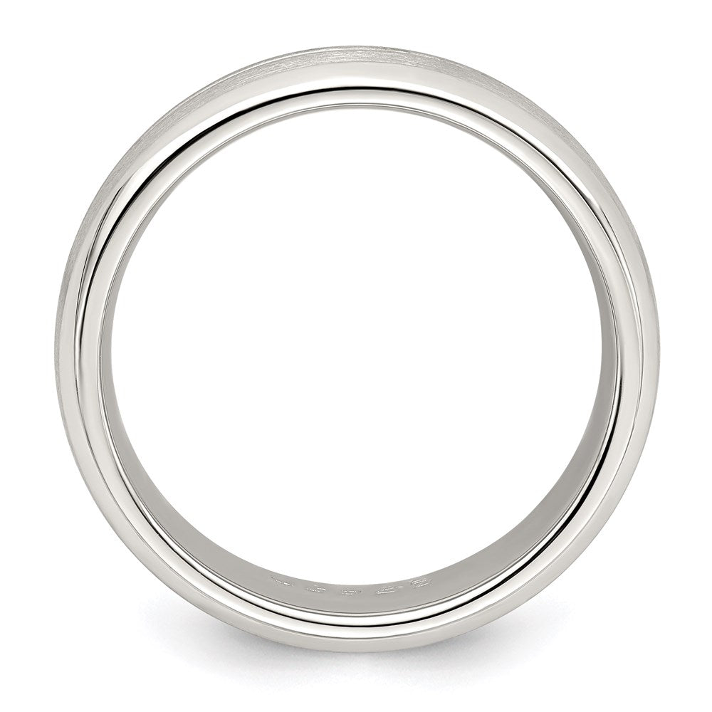 Sterling Silver 7mm Brushed Domed Grooved Fancy Band Size 12.5