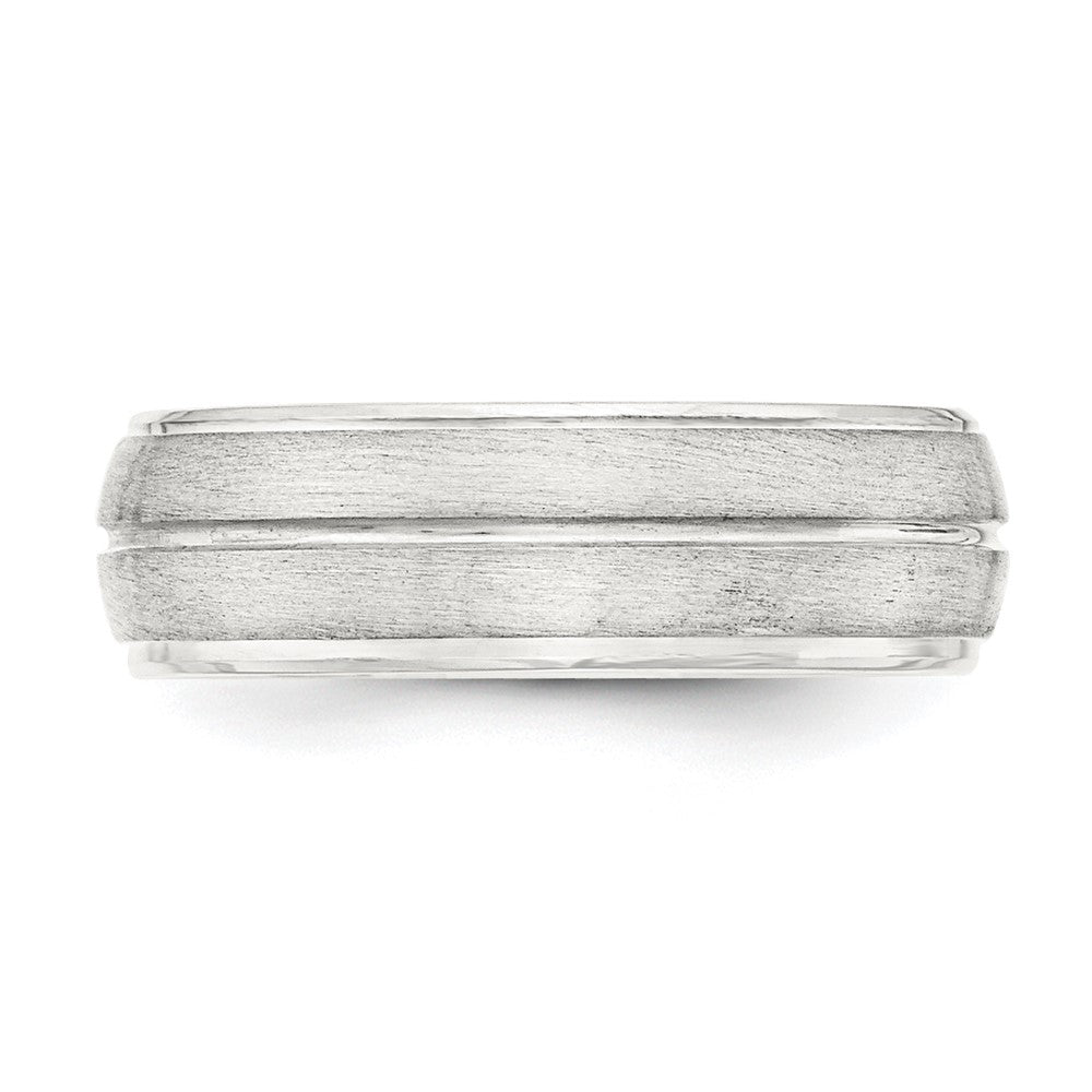 Sterling Silver 7mm Brushed Domed Grooved Fancy Band Size 9.5