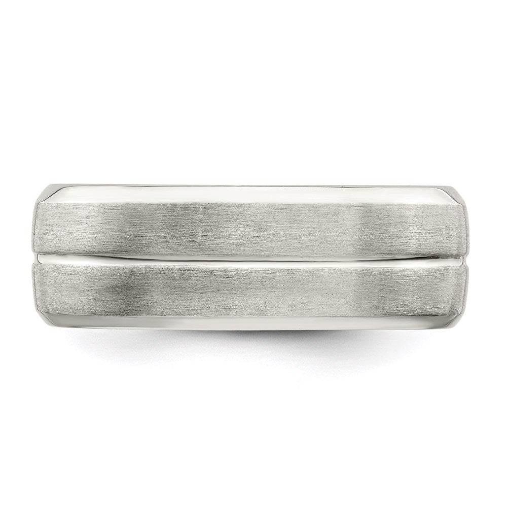 Sterling Silver 7mm Brushed Domed Grooved Fancy Band Size 11