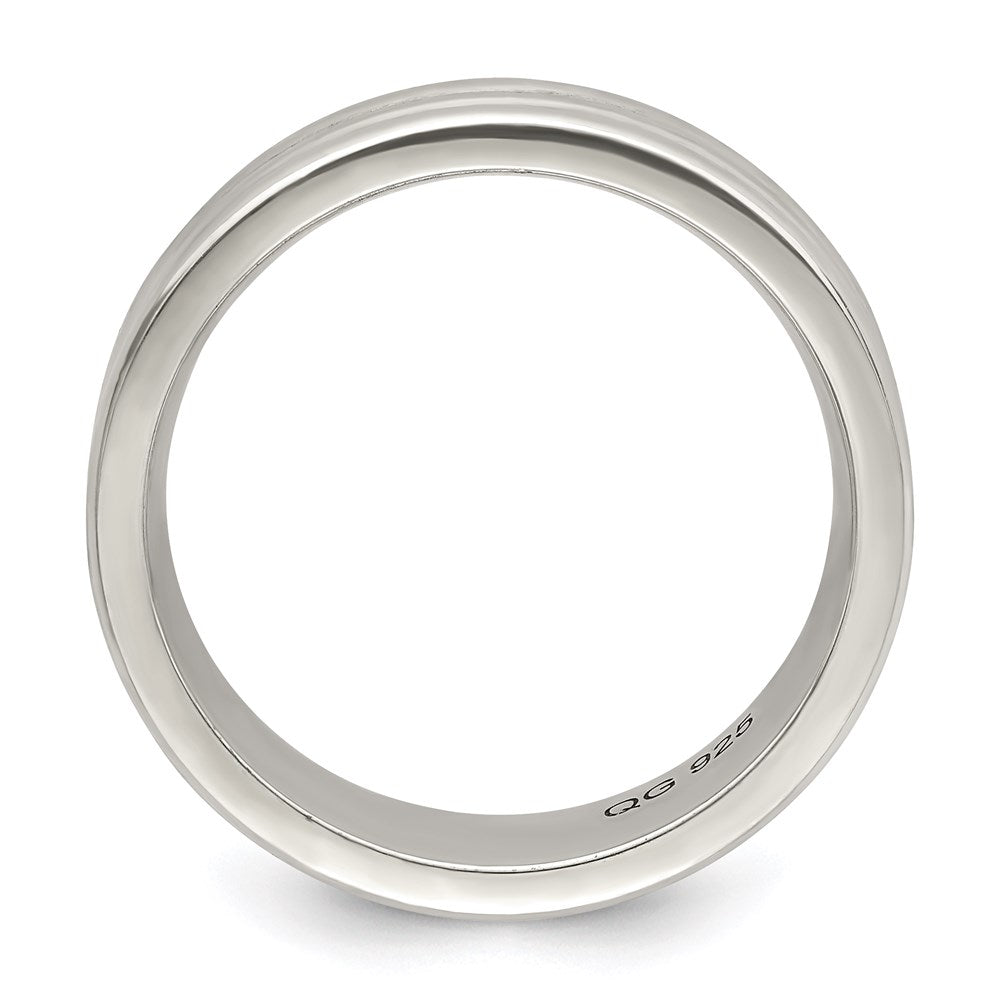 Sterling Silver 6mm Polished Flat Grooved Fancy Band Size 10.5