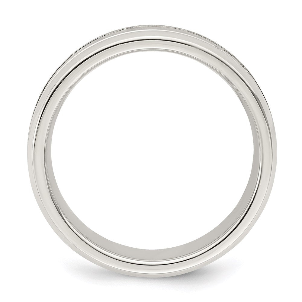 Sterling Silver 6mm Polished Flat Grooved Beveled Edge Fancy Band Size 8