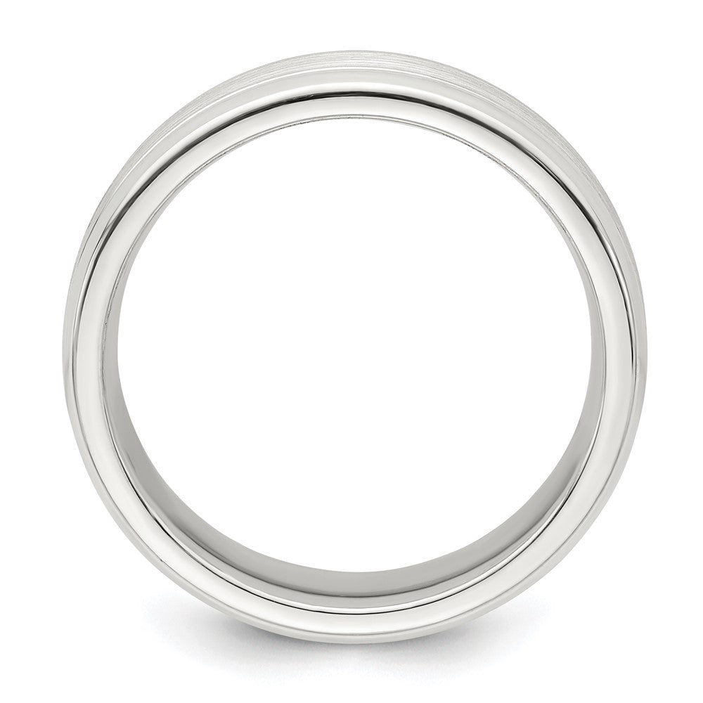 Sterling Silver 6mm Brushed Flat Grooved Beveled Edge Fancy Band Size 9.5
