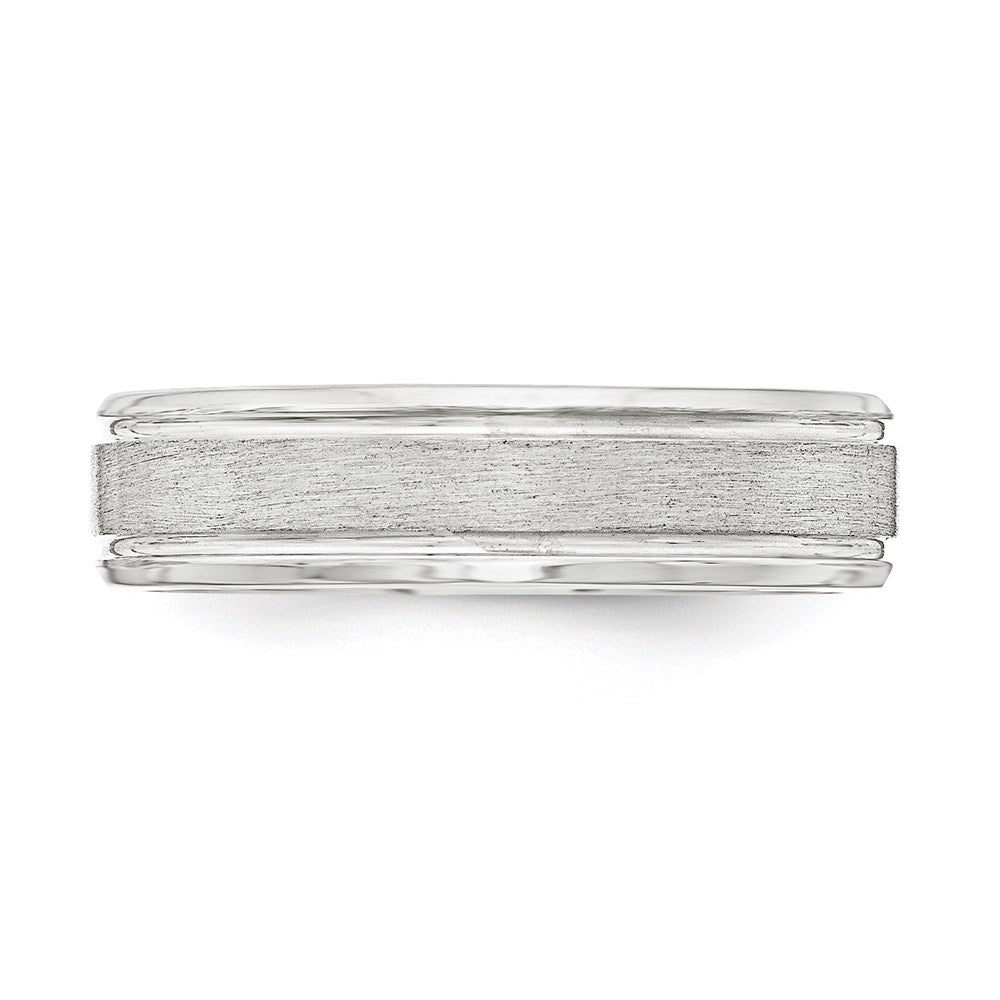 Sterling Silver 6mm Brushed Flat Grooved Beveled Edge Fancy Band Size 10