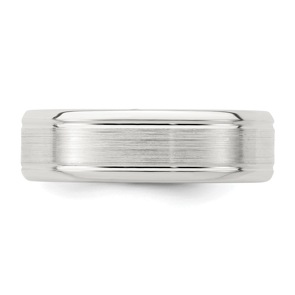 Sterling Silver 6mm Brushed Flat Grooved Beveled Edge Fancy Band Size 9.5