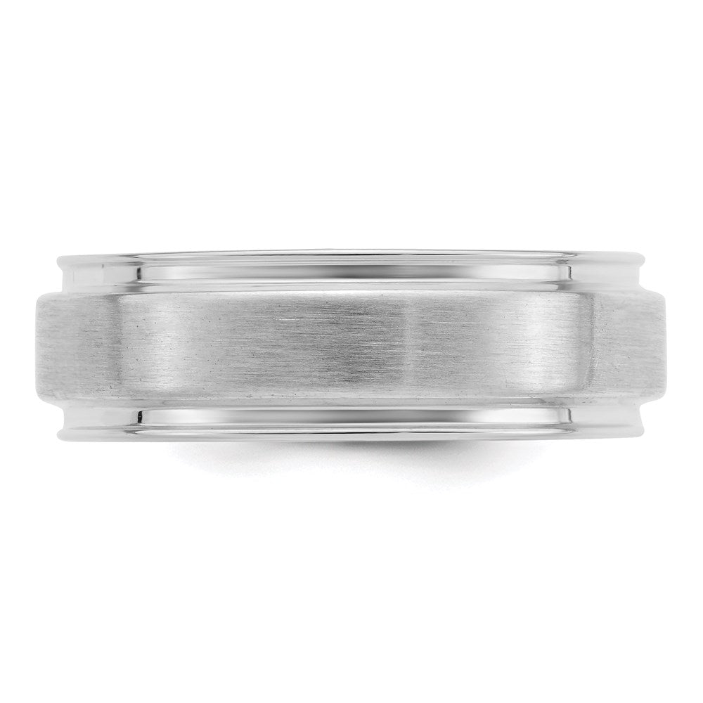 Sterling Silver Rhodium-plated 6mm Brushed Fancy Band Size 11.5