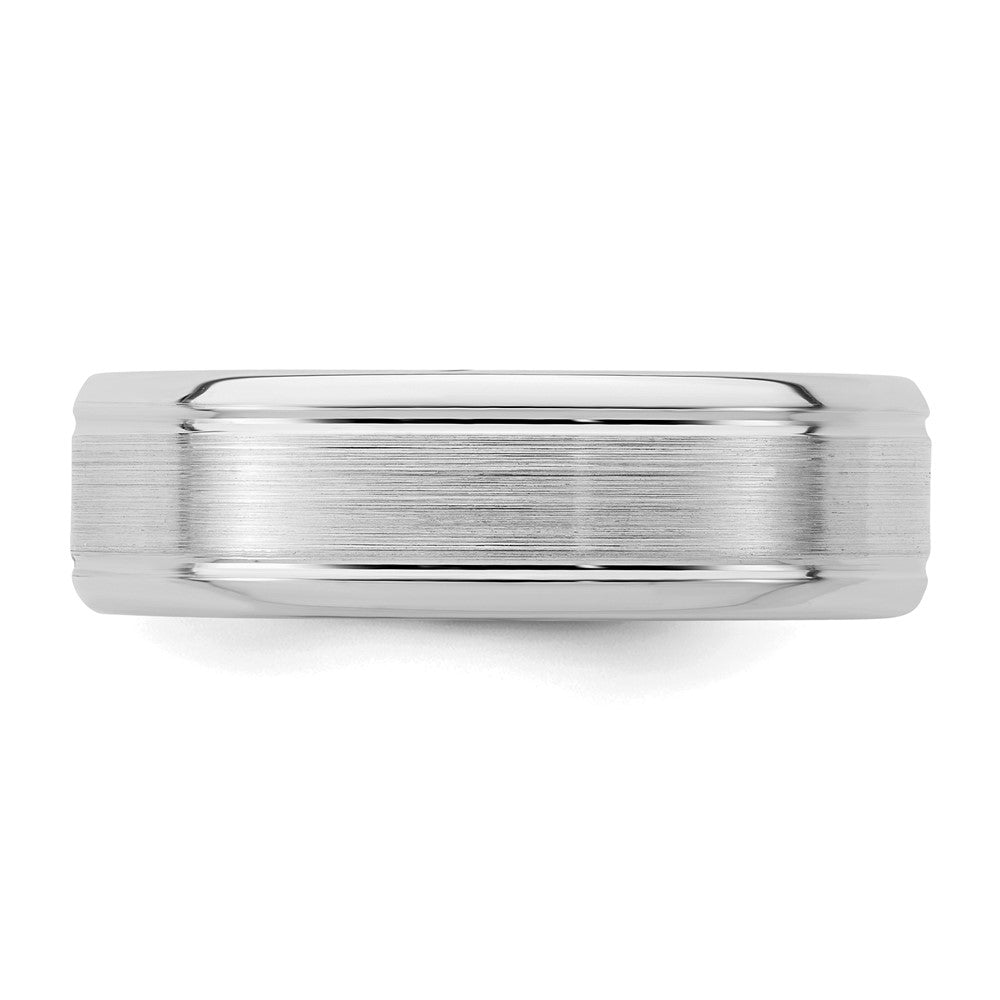Sterling Silver Rhodium-plated 6mm Brushed Fancy Band Size 10.5