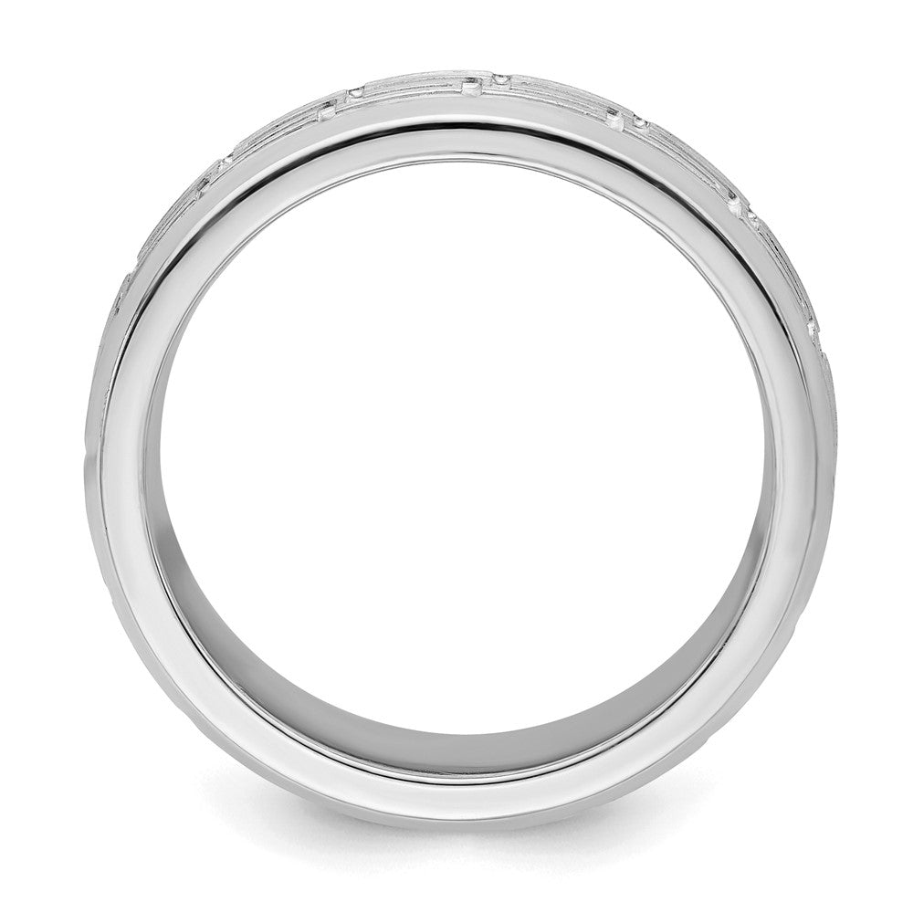 Sterling Silver Rhodium-plated 6mm Brushed Fancy Band Size 7