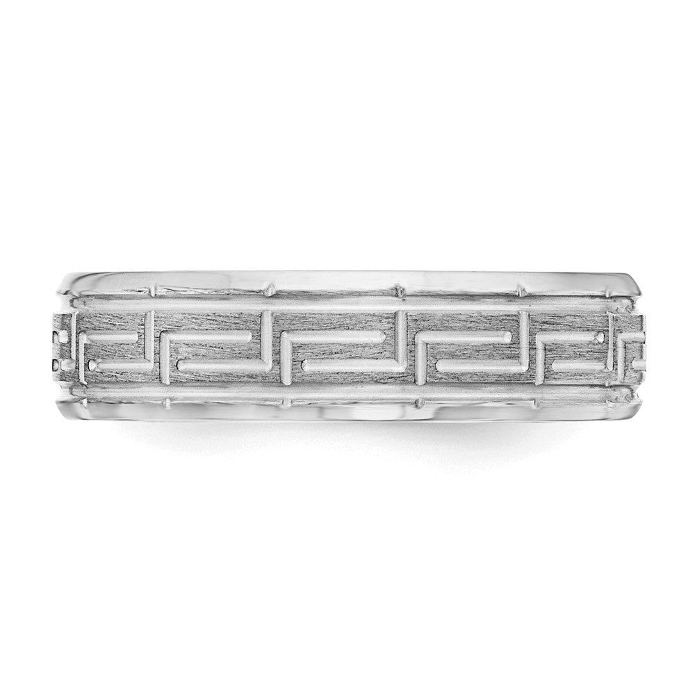 Sterling Silver Rhodium-plated 6mm Brushed Fancy Band Size 12