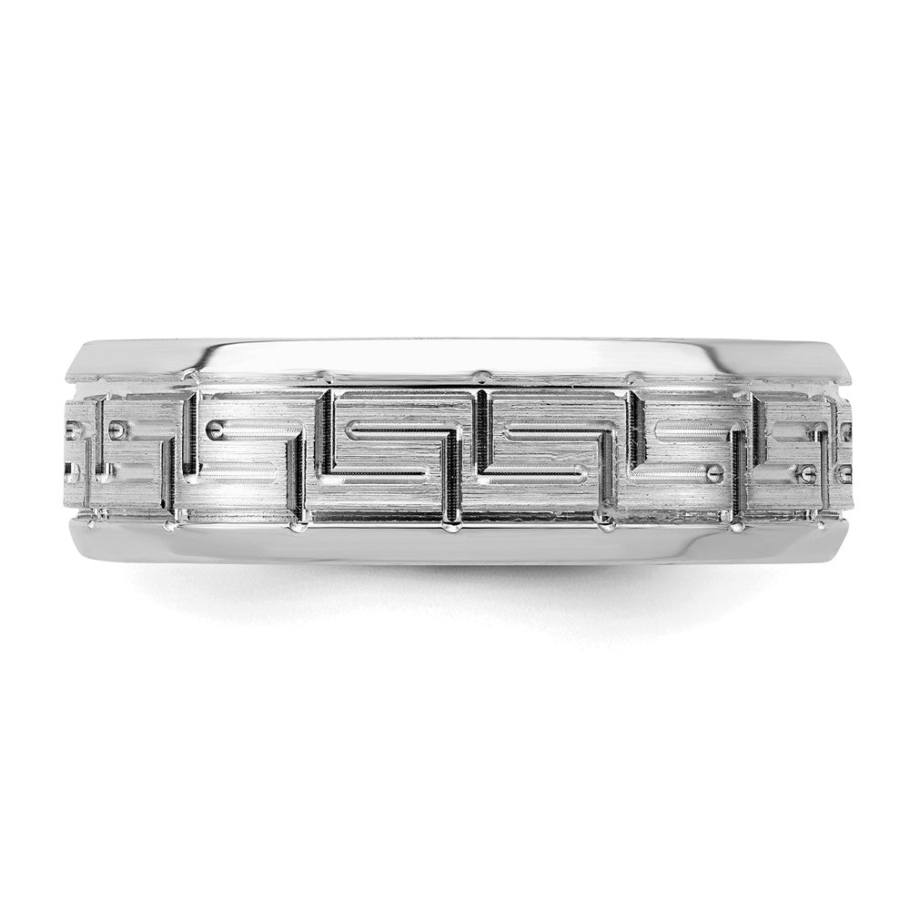 Sterling Silver Rhodium-plated 6mm Brushed Fancy Band Size 11.5