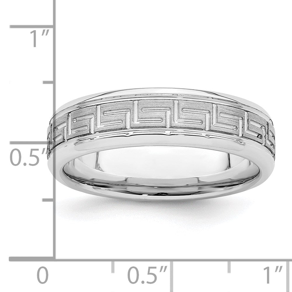 Sterling Silver Rhodium-plated 6mm Brushed Fancy Band Size 10