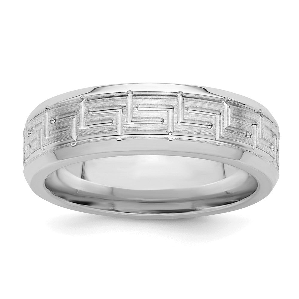 Sterling Silver Rhodium-plated 6mm Brushed Fancy Band Size 13