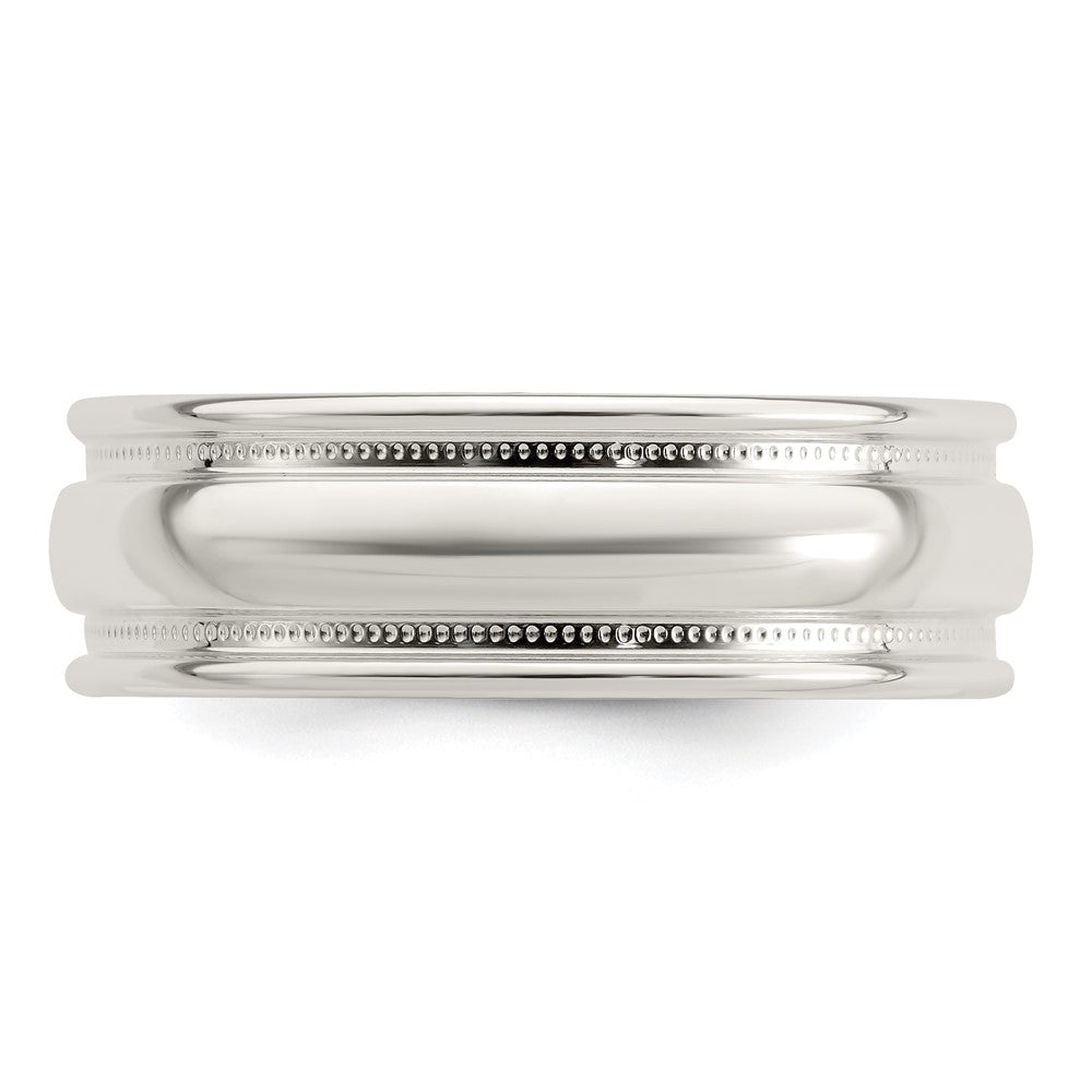 Sterling Silver 7mm Polished Domed Double Milgrain Fancy Band Size 11