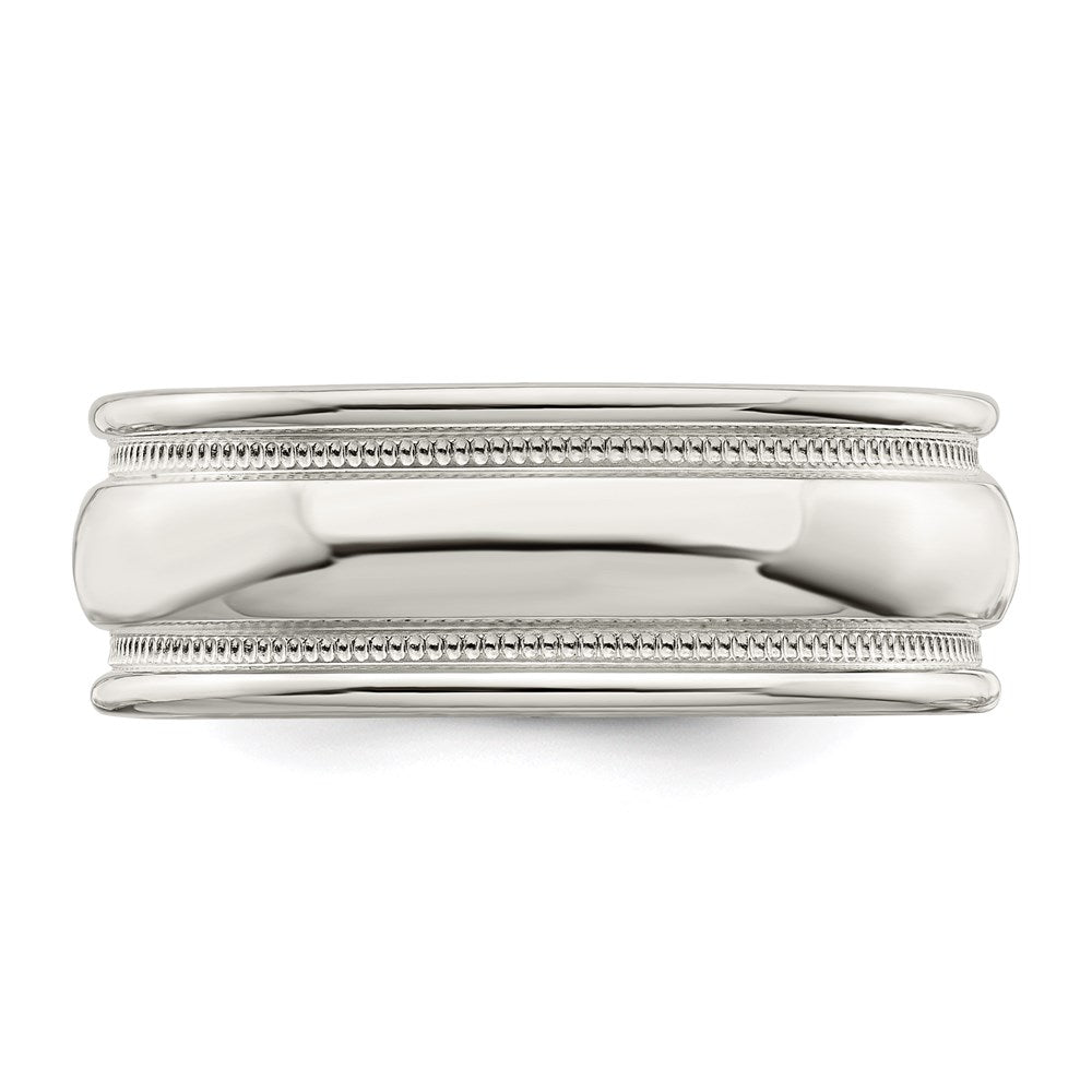 Sterling Silver 7mm Polished Domed Double Milgrain Fancy Band Size 7