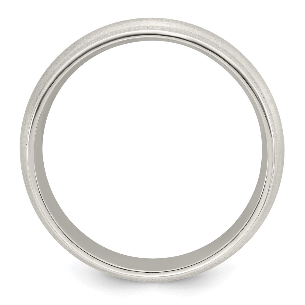 Sterling Silver 7mm Brushed Domed Double Milgrain Fancy Band Size 11.5
