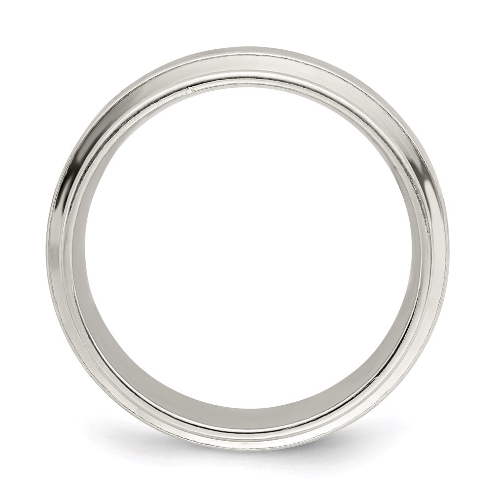 Sterling Silver 7mm Polished Flat Grooved Edge Fancy Band Size 12.5
