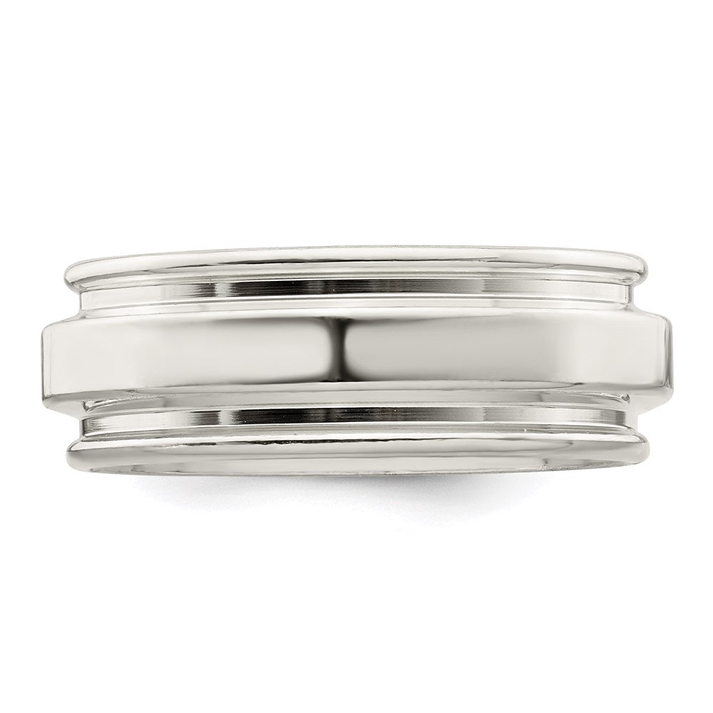 Sterling Silver 7mm Polished Flat Grooved Edge Fancy Band Size 7