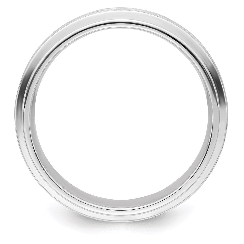 Sterling Silver 7mm Brushed Flat Grooved Edge Fancy Band Size 11