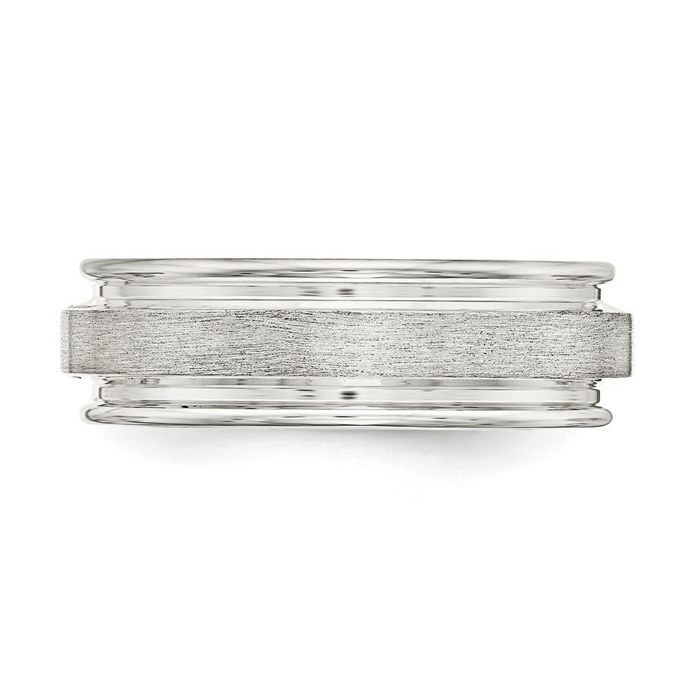 Sterling Silver 7mm Brushed Flat Grooved Edge Fancy Band Size 11