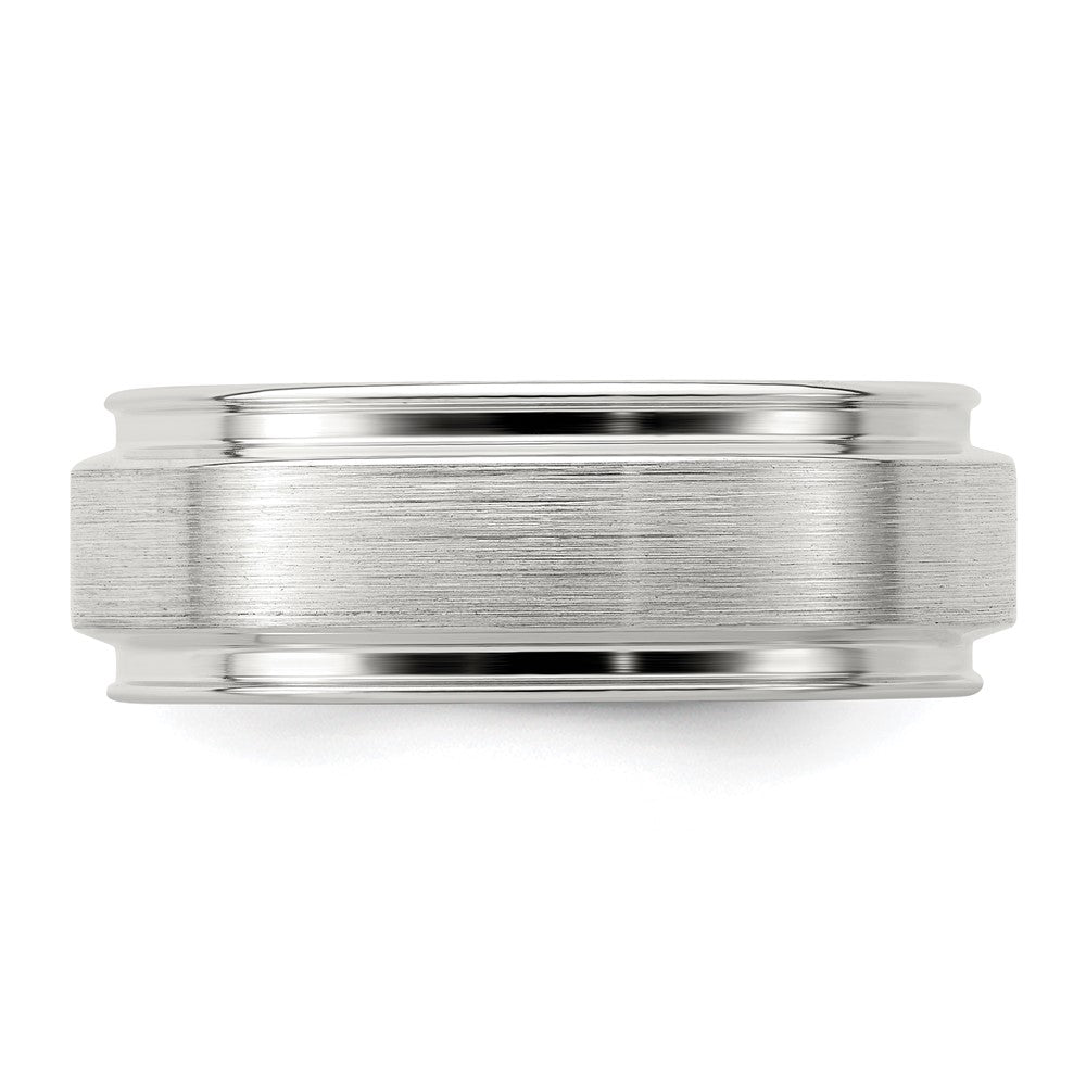 Sterling Silver 7mm Brushed Flat Grooved Edge Fancy Band Size 8.5