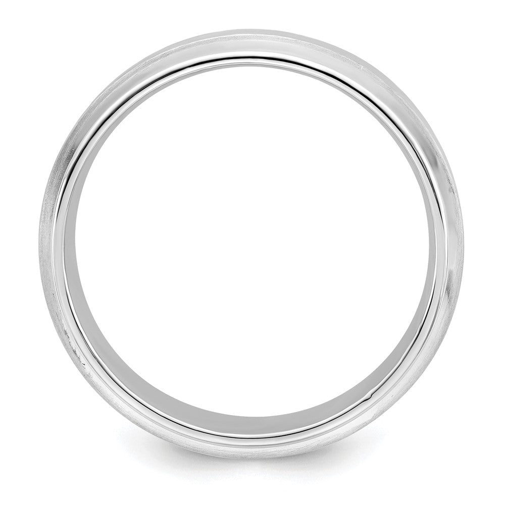 Sterling Silver Rhodium-plated 7mm Brushed Fancy Band Size 11
