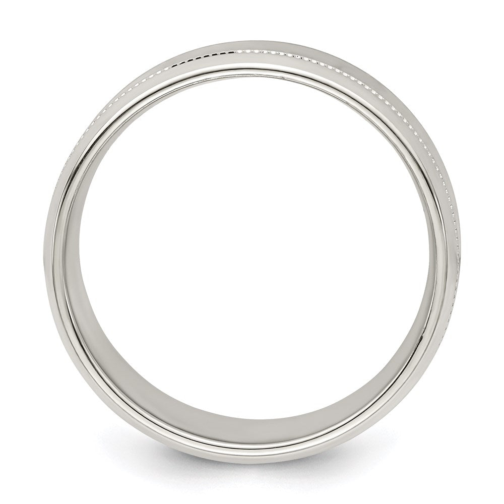 Sterling Silver 6mm Polished Flat Milgrain Beveled Edge Fancy Band Size 7.5