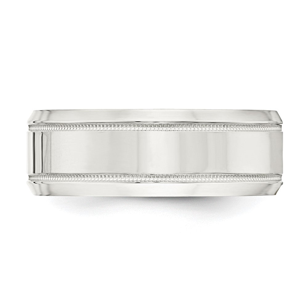 Sterling Silver 6mm Polished Flat Milgrain Beveled Edge Fancy Band Size 8.5