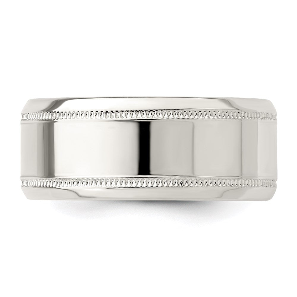Sterling Silver 6mm Polished Flat Milgrain Beveled Edge Fancy Band Size 12.5