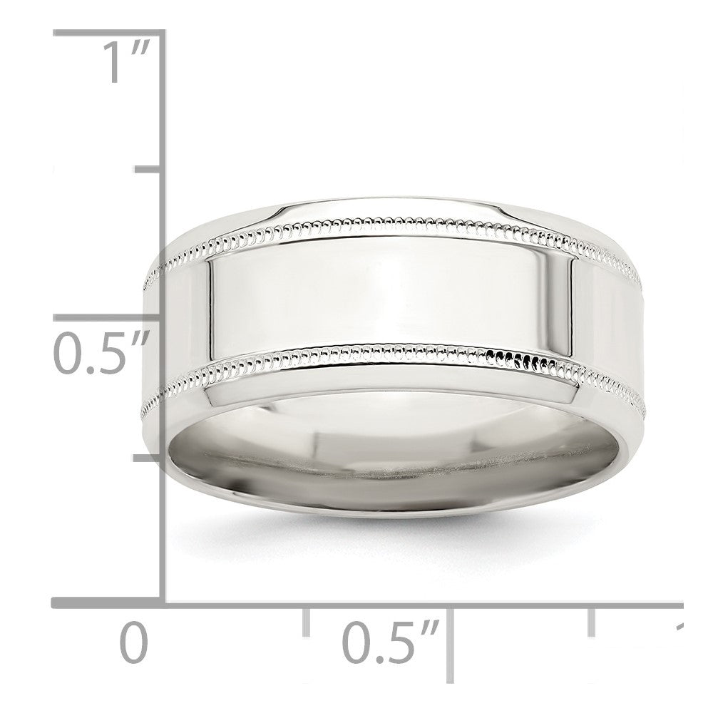 Sterling Silver 6mm Polished Flat Milgrain Beveled Edge Fancy Band Size 11
