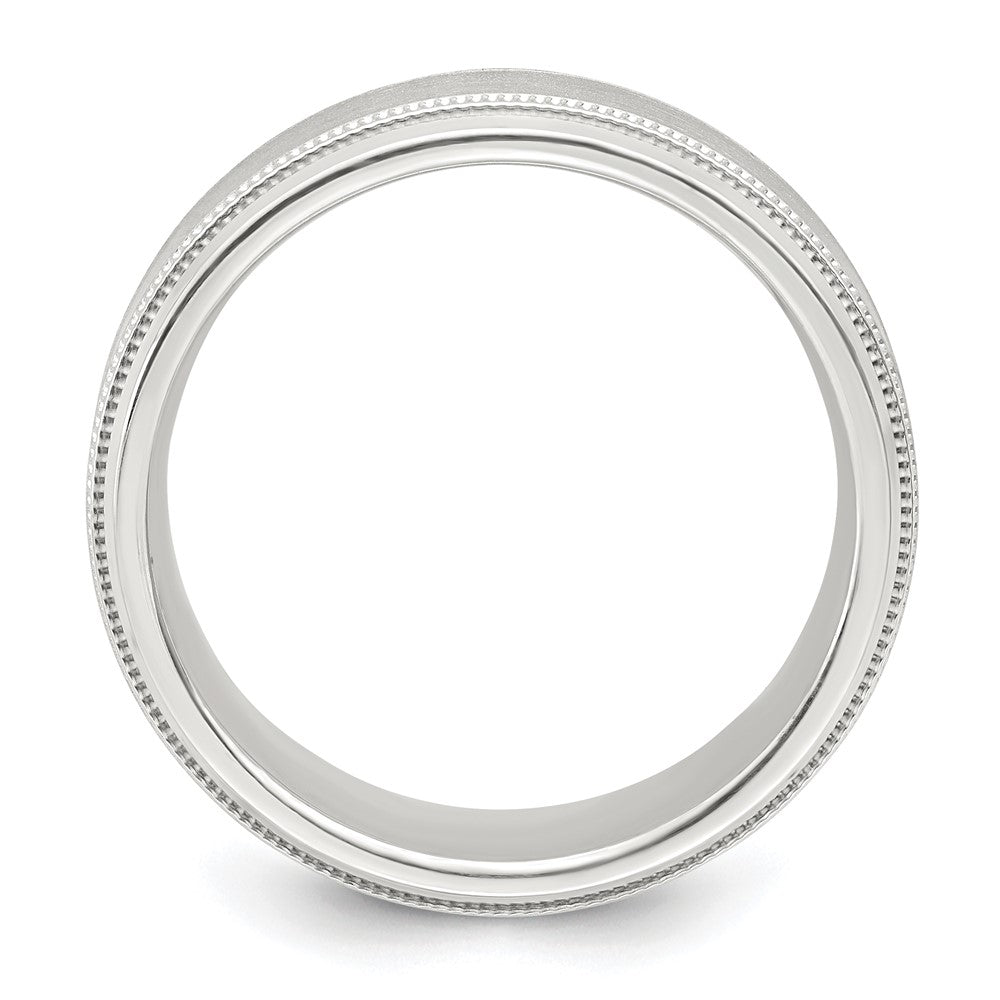 Sterling Silver 6mm Brushed Flat Milgrain Beveled Edge Fancy Band Size 7
