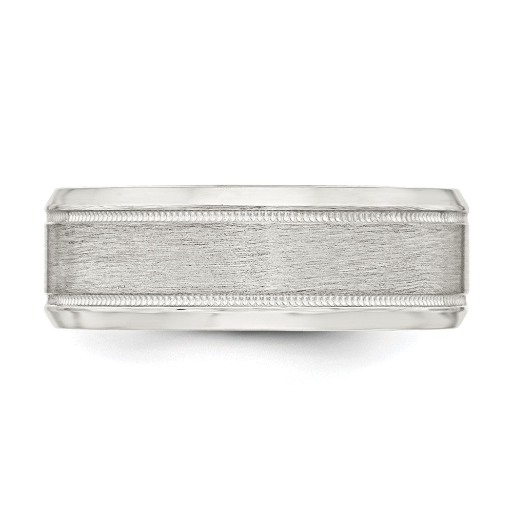 Sterling Silver 6mm Brushed Flat Milgrain Beveled Edge Fancy Band Size 13