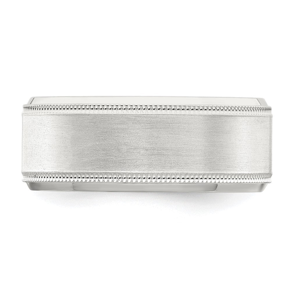 Sterling Silver 6mm Brushed Flat Milgrain Beveled Edge Fancy Band Size 11.5