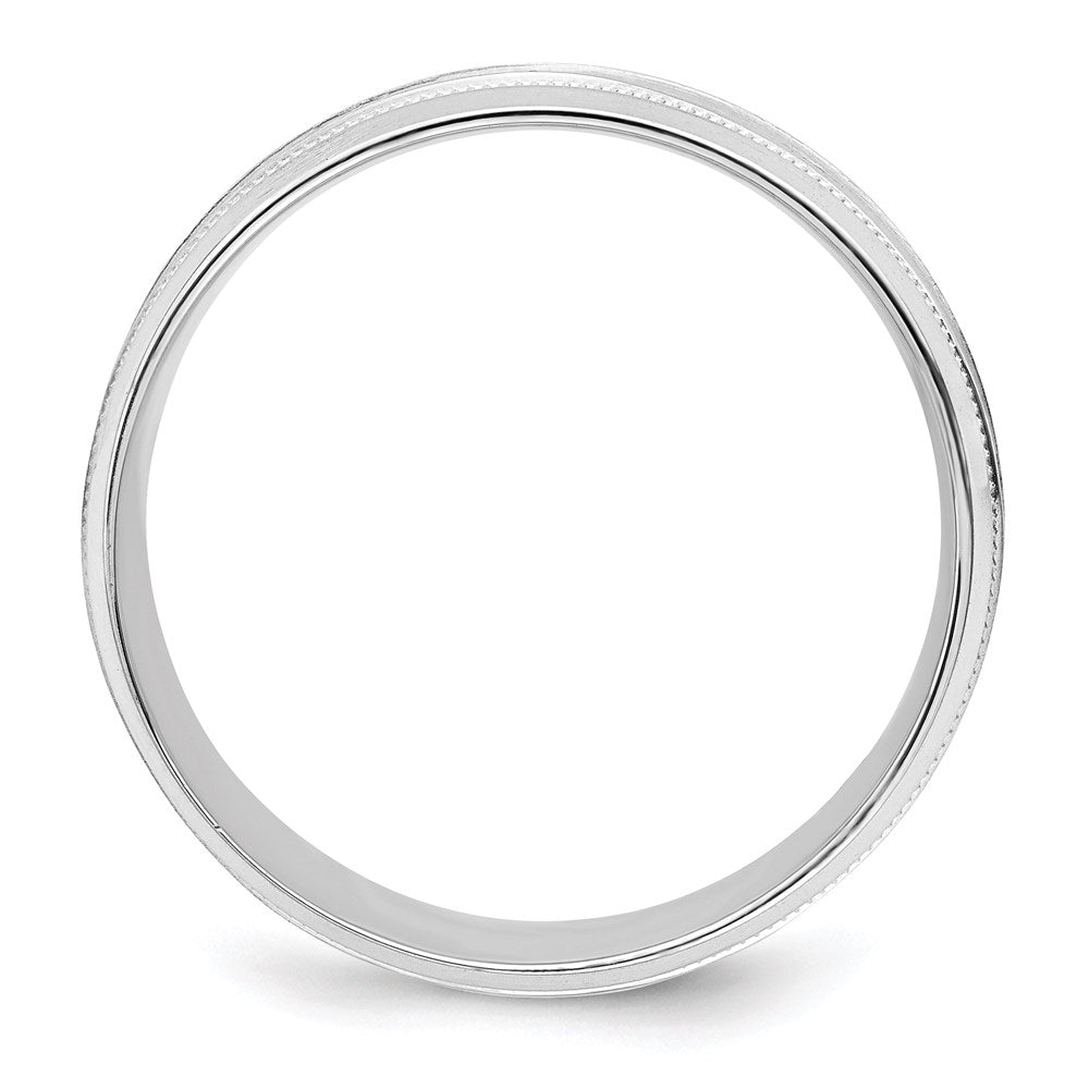 Sterling Silver Rhodium-plated 8mm Brushed Fancy Band Size 10