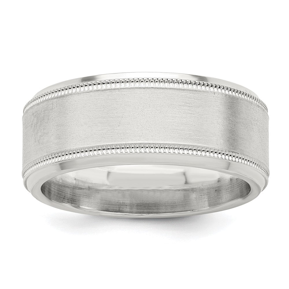 Sterling Silver 6mm Brushed Flat Milgrain Beveled Edge Fancy Band Size 7