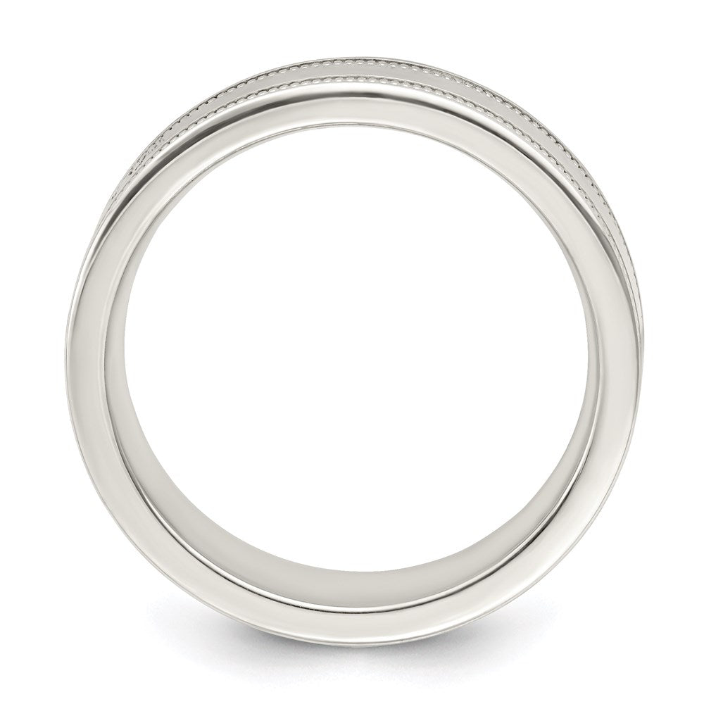 Sterling Silver 6mm Polished Flat Milgrain Grooved Edge Fancy Band Size 10.5