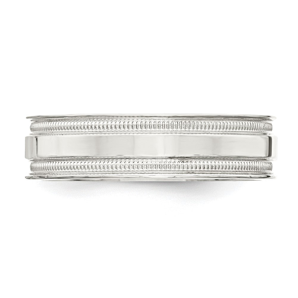 Sterling Silver 6mm Polished Flat Milgrain Grooved Edge Fancy Band Size 13.5