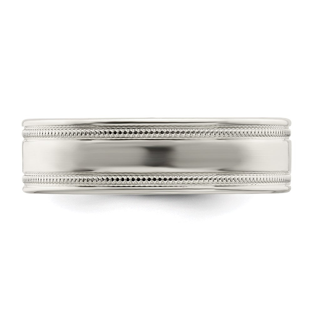 Sterling Silver 6mm Polished Flat Milgrain Grooved Edge Fancy Band Size 12.5