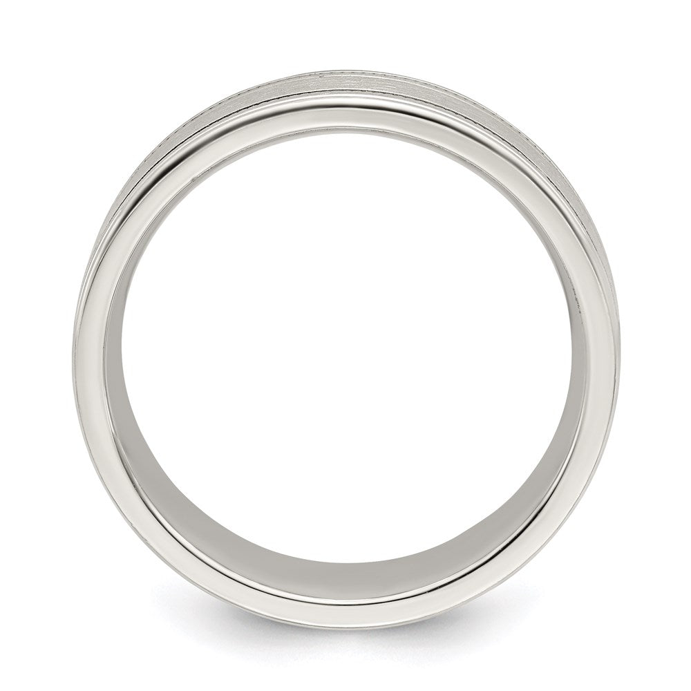 Sterling Silver 6mm Brushed Flat Milgrain Grooved Edge Fancy Band Size 8