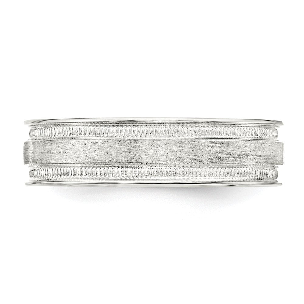 Sterling Silver 6mm Brushed Flat Milgrain Grooved Edge Fancy Band Size 12.5