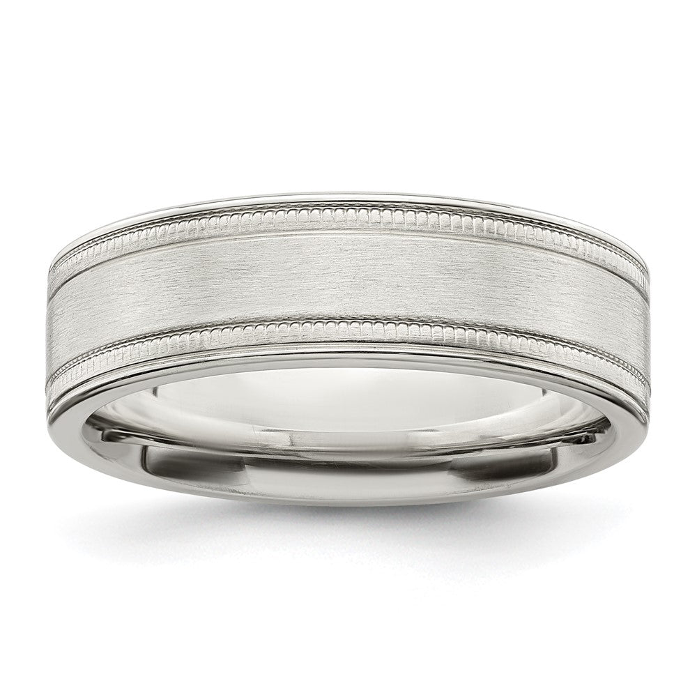 Sterling Silver 6mm Brushed Flat Milgrain Grooved Edge Fancy Band Size 9