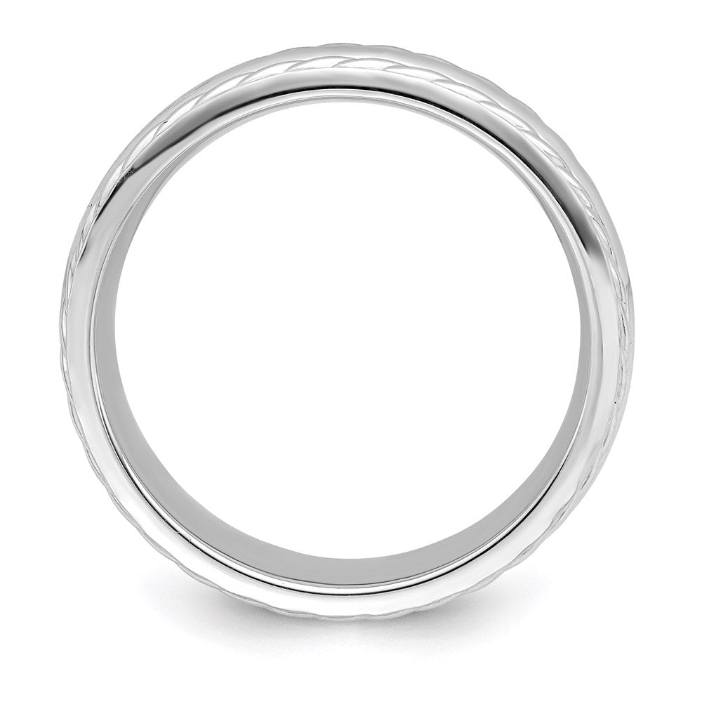 Sterling Silver 6mm Polished Domed Rope Edge Fancy Band Size 12