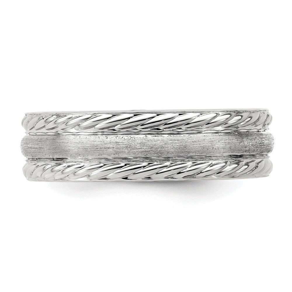 Sterling Silver 6mm Brushed Domed Rope Edge Fancy Band Size 8.5