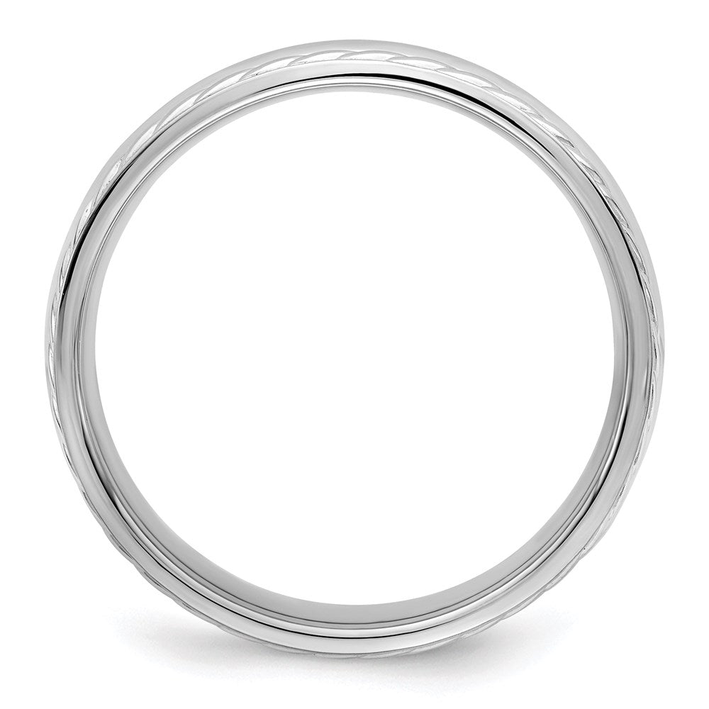 Sterling Silver Rhodium-plated 6mm Polished Fancy Band Size 8