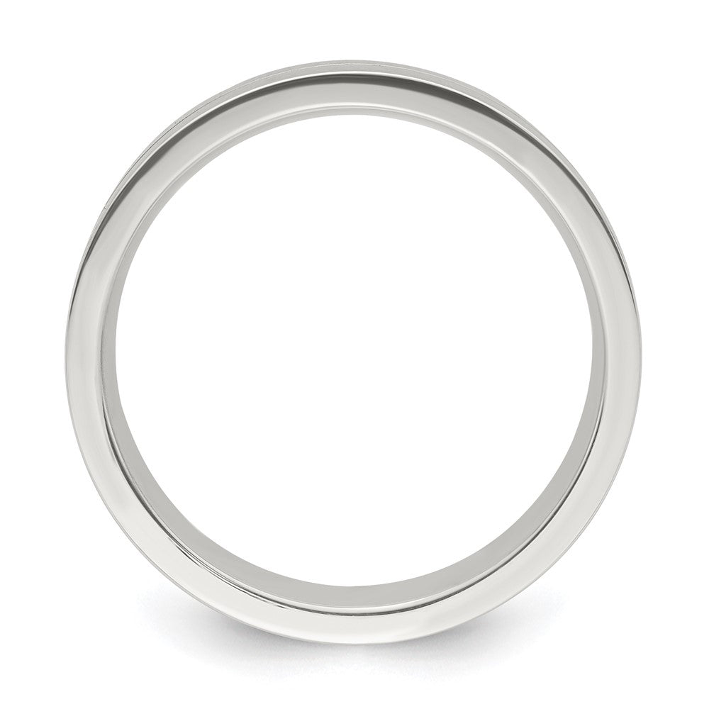 Sterling Silver 6mm Polished Flat Grooved Center Fancy Band Size 11.5