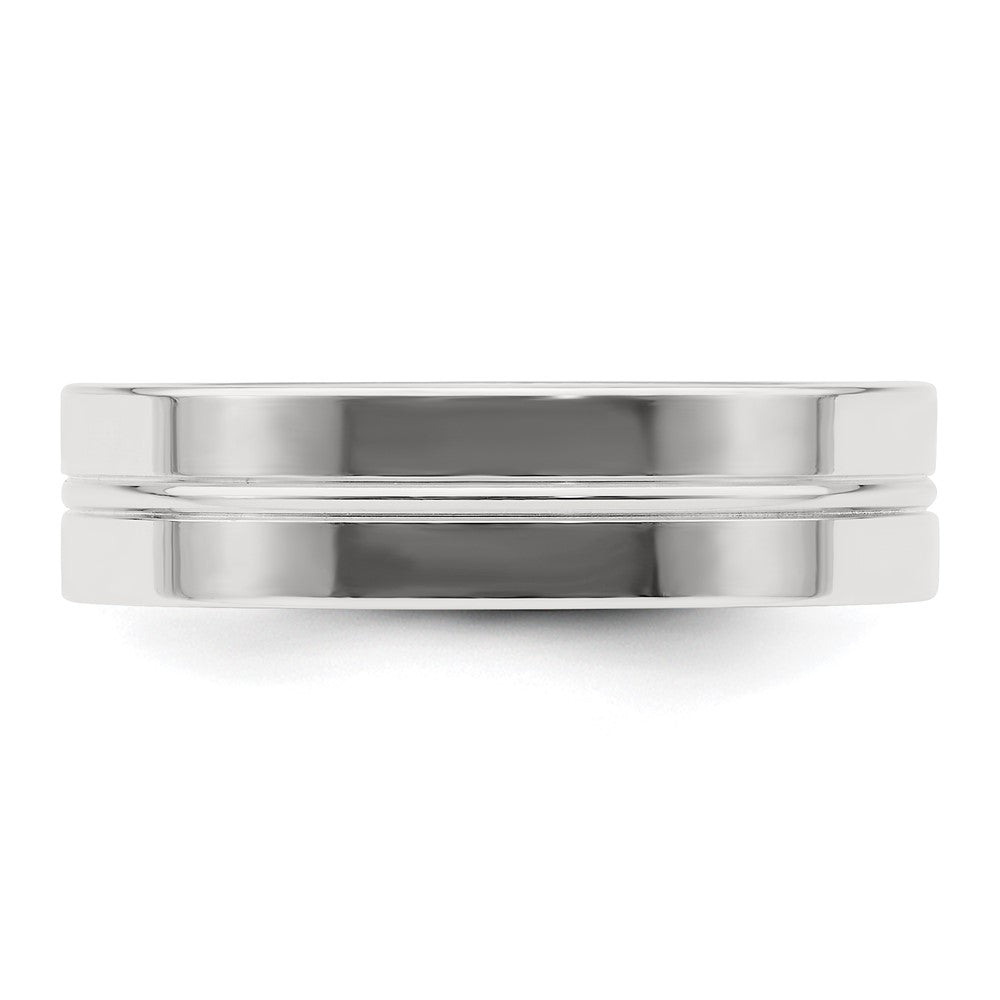 Sterling Silver 6mm Polished Flat Grooved Center Fancy Band Size 11